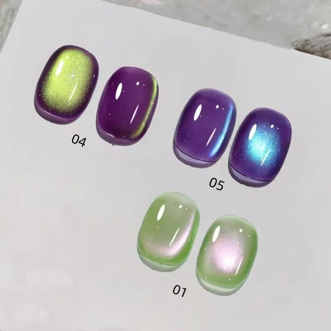 [손꼽놀이] 구바아 유리 진주 그린 캣츠아이 자석젤네일 폴리쉬 봄여름 핫 추천 브라이트 화이트닝 자석젤 13ml, 1세트, 4#