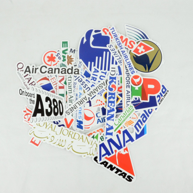 어진무역상사 항공사 캐리어 스티커 55종 set, 항공사 로고 데코 스티커 (55종)
