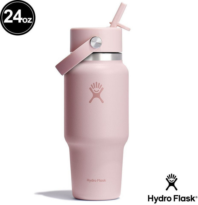 Hydro Flask 24oz/709ml 寬口提環吸管隨行杯【野外營】水瓶 保溫瓶 保溫杯 露營, 櫻花粉, 1個