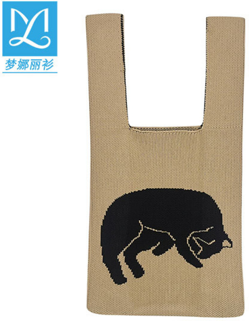 [추천하다] 가벼운 숄더백 대학생숄더백 데일리백몽나리 셔츠 한일 만화 자카드 뜨개질 클러치 니트 크로스 숄더 토트 가방 겨드랑이 가방 여자