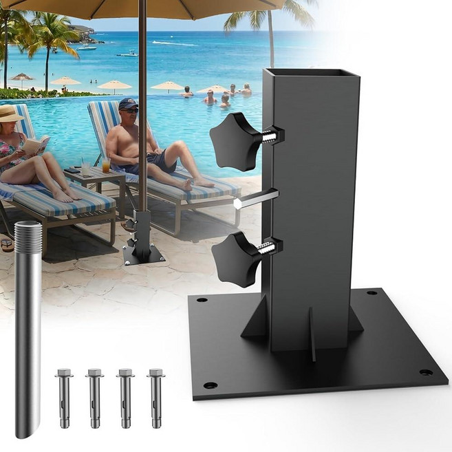 BuyGoe Heavy Duty Deck Mount Umbrella Holder Enhanced and Fully Welded Steel Patio Umbrella Base, BuyGoe Heavy Duty Deck Mount U