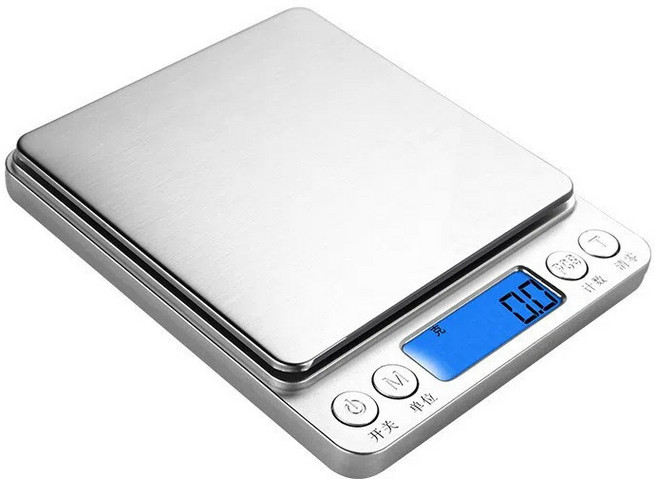 智能電子秤 0.01g高精度克拉秤 不鏽鋼拉絲面板 廚房烘焙珠寶測量秤, 1個, 500g/0.01【電池款 送兩托盤】