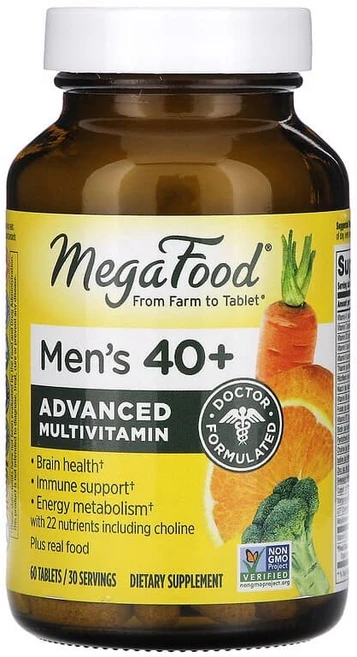 MegaFood 만 40세 이상 남성용 고급 종합비타민 60정 MegaFood (메가푸드), 60 개, 1개 - 쿠팡