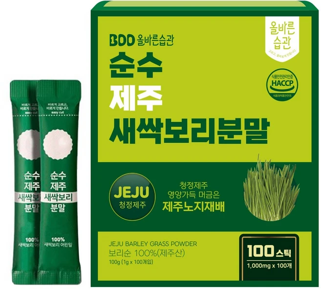 올바른습관 순수 제주 새싹보리분말 스틱, 100g, 1개 - 쿠팡