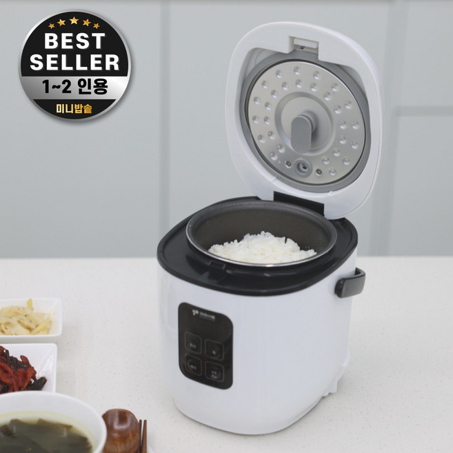[25년최신형 재입고]키친아트 전기밥솥/캠핑 자취 싱글/디지털식/분리형 내솥/2인용/죽 취사가능, 화이트, 미니밥솥