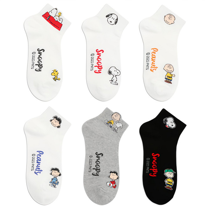 삭피엔스 스누피와 친구들 양말 6켤레 세트 여성용