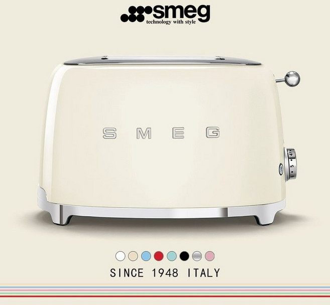 스메그 토스터기 스테인리스 제빵기 SMEG (뚜껑포함), 크림화이트, 기본 색상