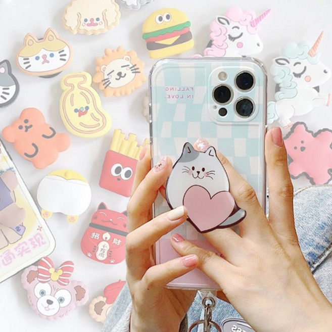 [ 2 + 1 원하는 상품 1개더 ] 핸드폰 그립 스마트톡 케릭터 휴대폰 거치대, 7 에폭시 철이, 1개