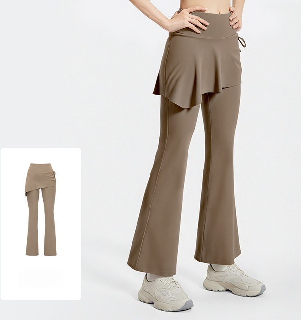 SAHINER 여성 하이웨이스트 언발 스커트 레이어드 플레어 속건스판 요가팬츠 WBYJK04