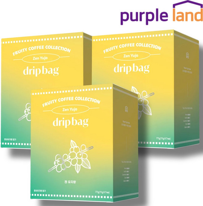 퍼플랜드 핸드드립 커피 갸향 드립백 젠 유자향, 3개, 7개입, 11g