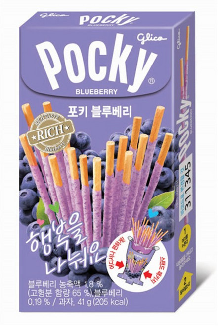 해태제과 포키 블루베리 막대과자 단체 행사 선물 학교 어린이집, 41g, 5개