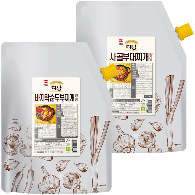 다담 순두부찌개양념 2kg x1개+사골부대찌개양념 2kg x1개, 1개