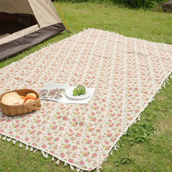 오릴리 파리지엔 프로방스 야외 감성 피크닉 매트 3 Size, 로즈 플로럴