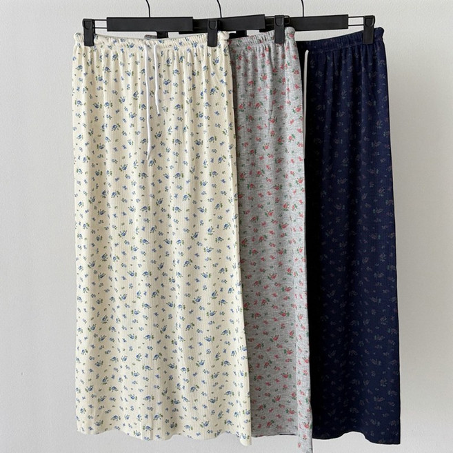 빅걸스토리 빅사이즈 스트링 밴딩 잔꽃 롱 스커트