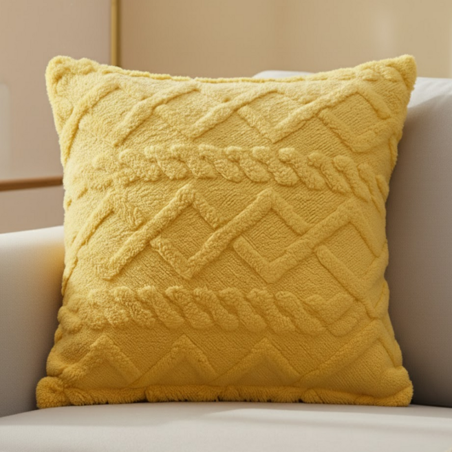 서플라이랩 퍼지무드 니트 인테리어 쇼파쿠션 국산솜 포함, 옵션1. 옐로우