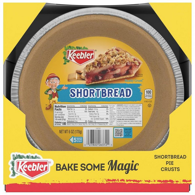 Keebler Ready Crust 9인치 쇼트브레드 파이 크러스트 (미리 만들어진 파이 크러스트), 12개, 170g