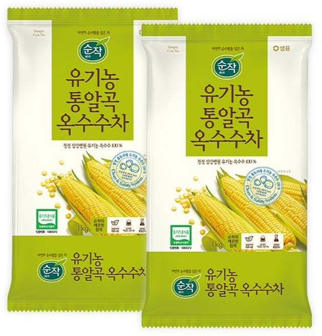 샘표 순작 유기농 통알곡 옥수수차 1KG x 2개
