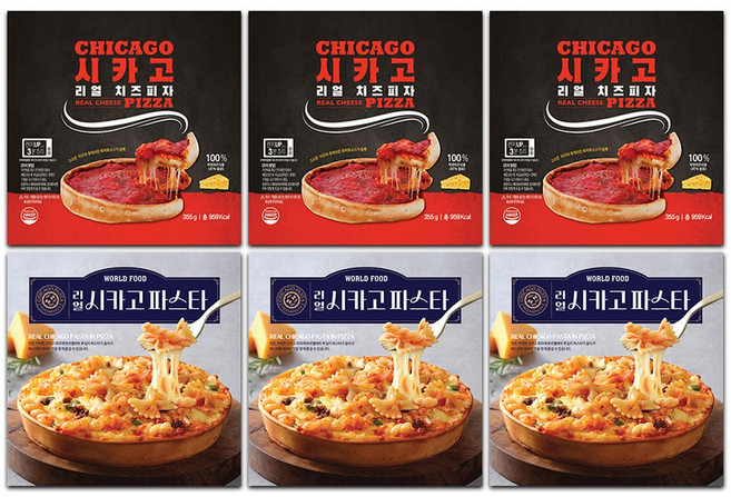 리얼 시카고피자 치즈3+파스타3, 1세트, 2.43kg