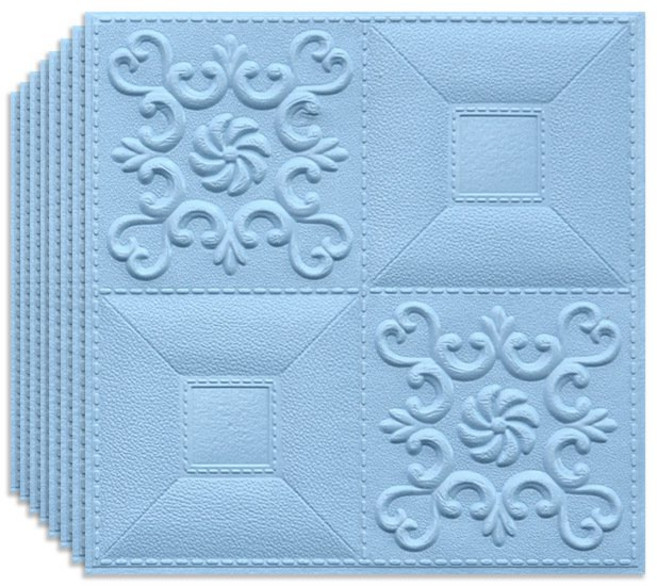풀바른벽지 셀프 도배 접착식 폼 단열 벽지 작은 조각 3d 입체벽지 35*38.5/35*35cm, 블루 35*35cm, 두께 3mm [5 개], 1개