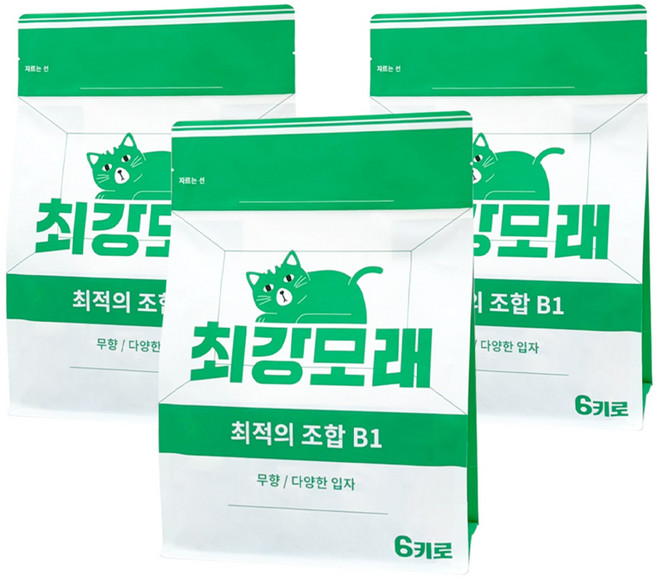 2+1 최강모래 최적의 조합 B1 6kgx3 고양이모래 와이오밍 벤토나이트모래, 3개, 6L, 무향