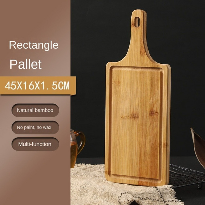 손잡이가있는 내구성있는 나무 커팅 보드 직사각형 스테이크 플레이트 두꺼운 주방 도구 피자 음식, 1개