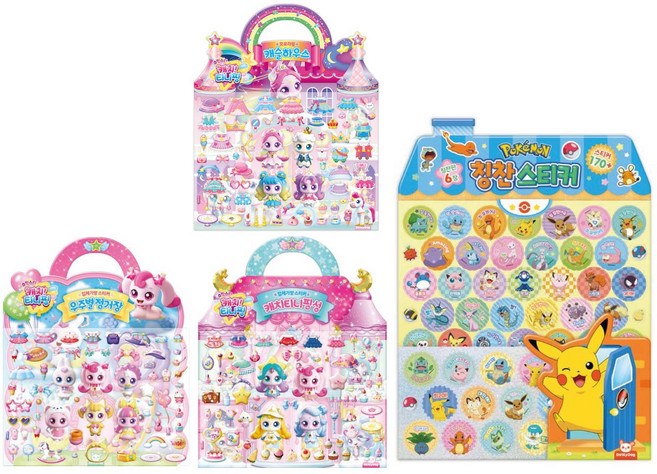 포켓몬 칭찬스티커+슈팅스타티니핑 입체가방 3종 세트, 도티도그, 1개