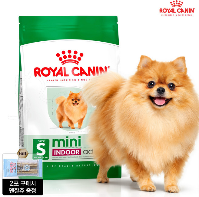 로얄캐닌 미니 인도어 어덜트 1.5kg 소형견 사료, 2포구매시 간식1개 증정, 상세페이지 안내, 1개, 닭+오리