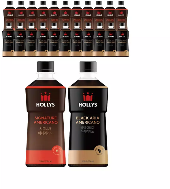 할리스 시그니처 아메리카노 550ml 6입 2개+블랙아리아 아메리카노 550ml 6입 2개 (총 24개), 24개, 4개, 6개입