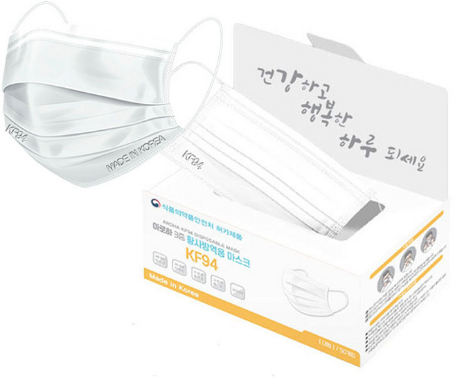 덴탈형 KF94 국내생산 숨쉬기 편한 평판형 아로하마스크 미세먼지 차단 100매 벌크형, 50개입, 2개