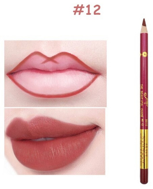 립글로즈 립틴트 립밤 립라이너 잘 지워지지 않는 착색 타투 립스틱 틴트 1pc 방수 매트 립 라인 펜 입술 아이 라이너 블러쉬 메이크업 롱래스팅 문신 스케치 염료 라이너 연필, 12, 1개