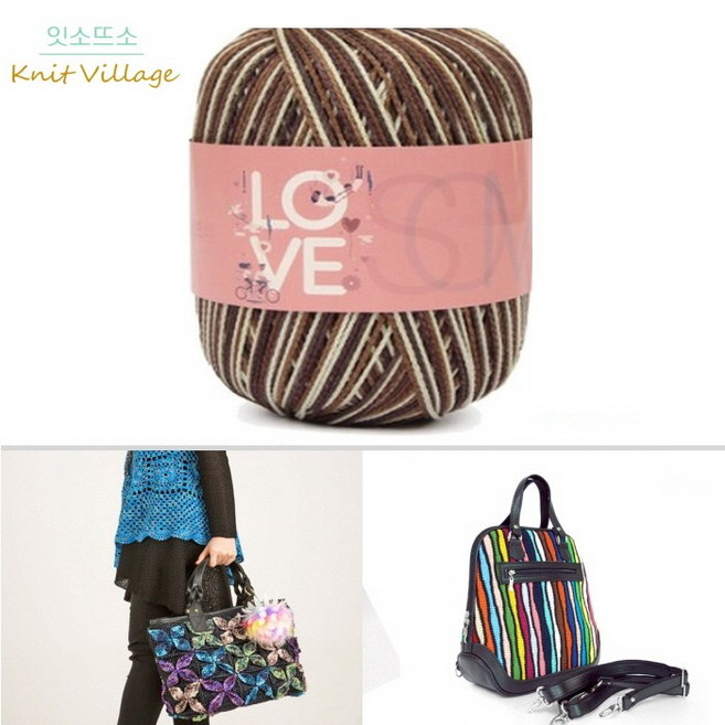 [정품][잇소뜨소] [1볼 80g] 국산! 러브앤썸 뜨개실 여름실 네온 큰용량 53칼라, 36. 투톤-브라운&베이지, 1개