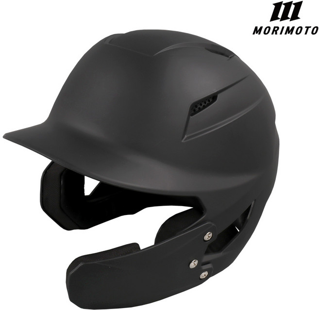 모리모토 내추럴 ABS 경식용 타자 헬멧 야구헬멧 양귀 검투사포함, 1개, 무광 블랙