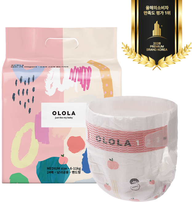 오로라 스킨핏 밴드기저귀 여름기저귀 중형 24매x1팩, 중형(M), 24매