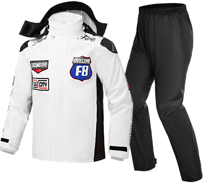 couyor 오토바이우비 상하의 세트 남여 라이딩우의 바이크우비 등상우비 낚시우의, 블랙+화이트