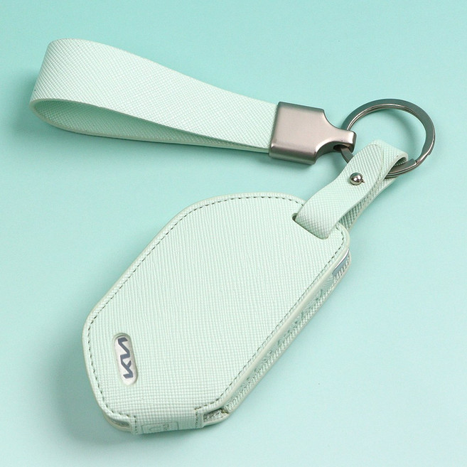 기아 호환 스마트키 키케이스 가죽 키케이스K8 올뉴 K3 쏘렌토 MQ4 쏘렌토하이브리드 K5 DL3 3세대 스포티지QL 카니발 KA4 K7프리미어 셀토스 EV6 니로 SG2 키홀더, 기아 D-1 (4버튼), 피치블라썸