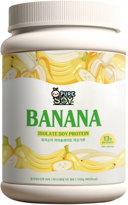 퓨어소이 아이솔레이트 식사대용 단백질쉐이크 바나나맛 파우더, 1개, 1.2kg