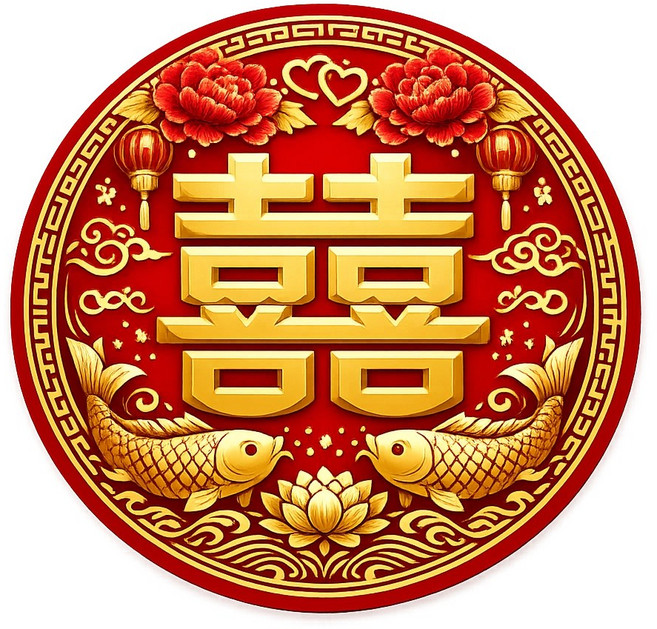 囍字 雙喜貼紙, 3版-5cm, 1個