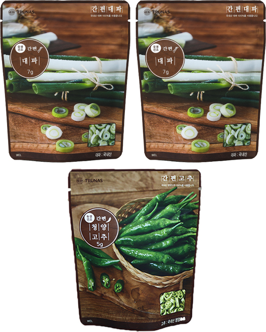 동결건조 간편대파 2봉 + 간편고추 1봉 묶음상품, 7g
