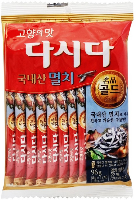 CJ 제일제당 다시다 명품골드 멸치 스틱, 96g, 8개