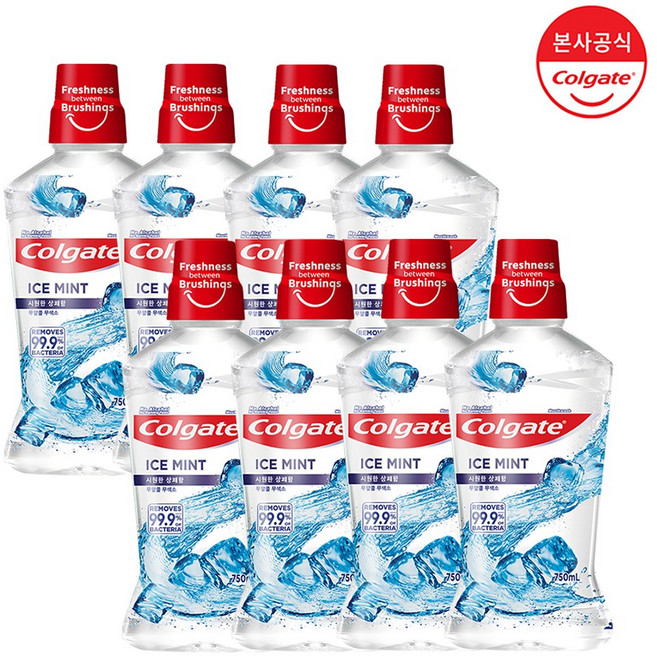 콜게이트 마우스워시 아이스 민트, 750ml, 8개