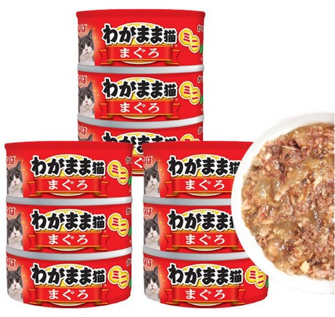 이나바 와가마마 네코 미니 고양이 참치캔, 9개, 60g, 참치