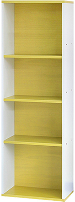 양지가구 공간박스4단 책장 책장 책꽂이 수납장 교구장 정리함 공간박스 양지책장 공간정리 틈새장 3단책장 원목책꽂이 삼나무 조립형 전면책장, 공간4단 백색+개나리