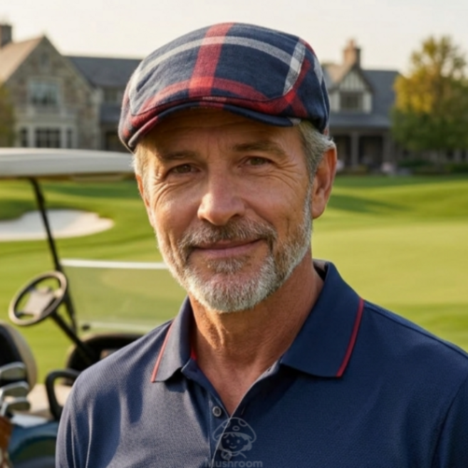 버섯언니 H58 클래식 여름 체크무늬 신사용 중년 남성 헌팅캡