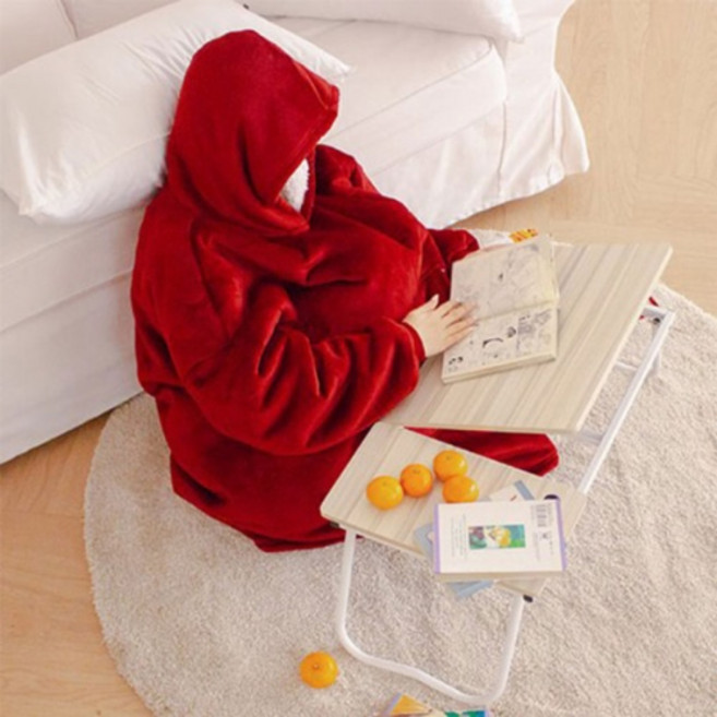 따뜻하고 간편한 겨울 후드 잠옷 캠핑 여행 자취템 입는 담요