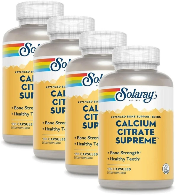 솔라레이 칼슘 시트레이트 슈프림 800mg SOLARAY Calcium Citrate Supreme, 4개, 180정 - 쿠팡