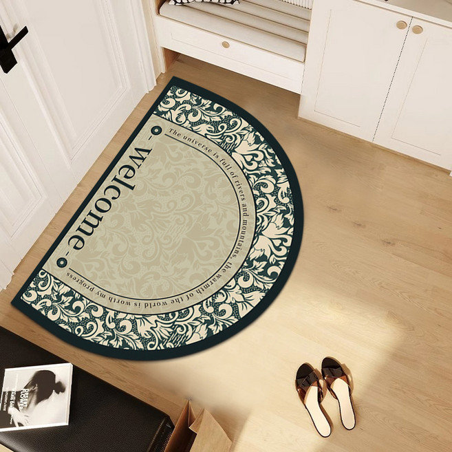 주방 매트 침실 러그 거실 레트로 태피스 반원형 코일 매트 문짝 원형 도어 발 카펫 입구, Door Mat A4, 1개