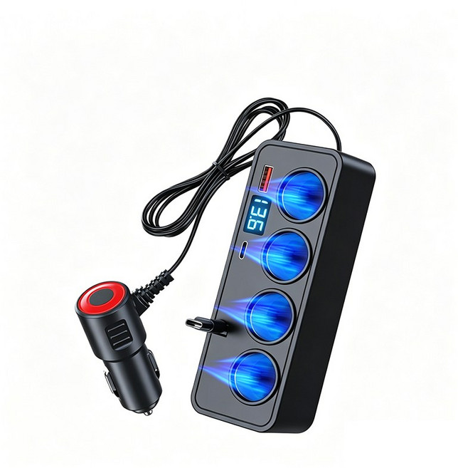 콜콜러브 초고속 120W 차량용 충전기 4구 차량용 스위치 멀티콘센트 7in1 차량용 시가잭 QC3.0+PD30W, 7구, 1개
