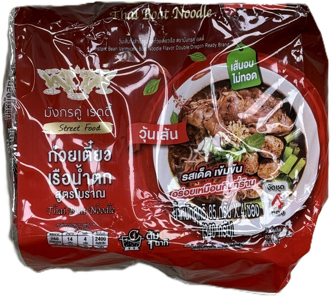 태국 인스턴트 빈버미셀리 보트 누들 봉지 오리지널 레드 / Thai Instant Noodles Boat Noodle Flavor, 4팩