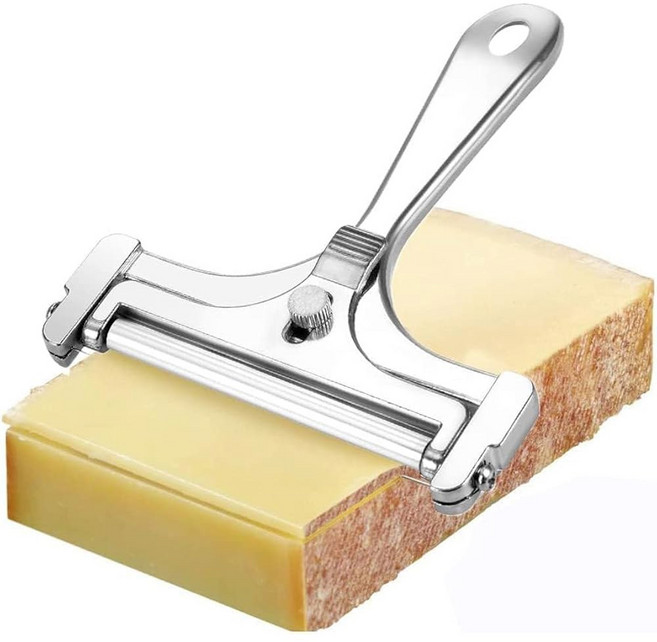 두께 조절이 가능한 치즈 슬라이서 - 와이어가 있는 스테인리스 스틸 커터 체다 그뤼에르 라클레트 모짜렐라 블록 조절 면도기용 핸드헬드, 1개