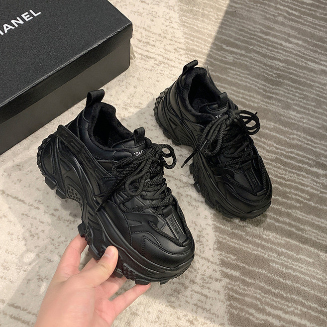 jacq 增高休閒厚底老爹鞋女款秋冬港風簡約運動鞋百搭訓練跑步鞋